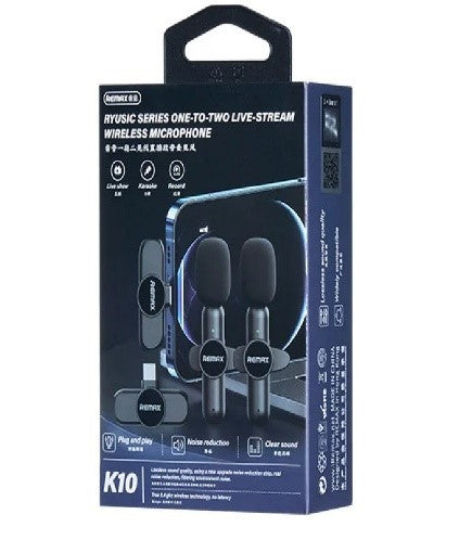 K10 Type-C/REMAX Ryusic Series 2.4GHz Wireless Lavalier Microphone Type C One-To-Two Live-Stream Wir