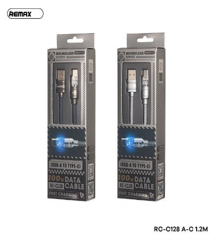 BOUNDLESS Series 5A Type-C To USB-A 100 W Fast Charging Data Cable 1.2m With Light BOUNDLESS Series 5A Type-C To USB-A 100 W Fast Charging Data Cable 1.2m With Light