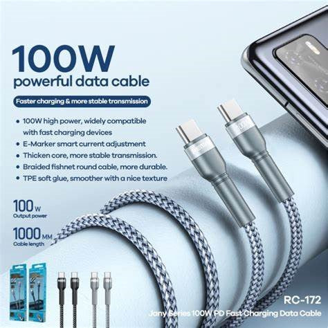REMAX BOUNDLESS Series 5A Type-C To Type-C 100 W Fast Charging Data Cable 1.2m With Light REMAX BOUNDLESS Series 5A Type-C To Type-C 100 W Fast Charging Data Cable 1.2m With Light