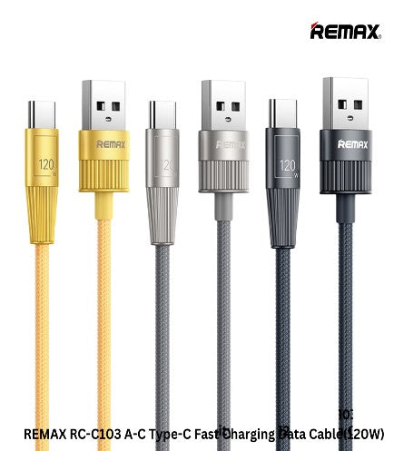 RC-C103/REMAX Zinc Alloy Braided Fast Charging Data Cable USB TO Type-C Cable 120W, 1.2M