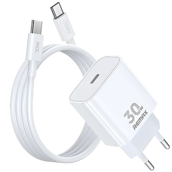 Remax 30W GaN All Compatible Charger + Data Cable Fast Charging Adapter Charging Laptop