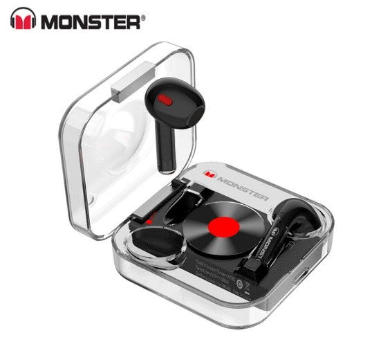 XKT01/MONSTER Wireless Bluetooth 5.2 Earphone TWS HiFi Music Wireless Headphones HEADPHONE / Black / Bluetooth