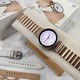 X6 PRO+/W&O SMART WATCH ROUND WOMEN WITH 3 STRAPS Bluetooth NFC IP68 waterproof smart video music ph