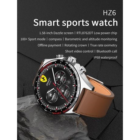 HZ6/BUSINESS Smart Watch Sport Classic LED Screen 1.58 Inch High Refresh Rate Compass NFC Smart Watc