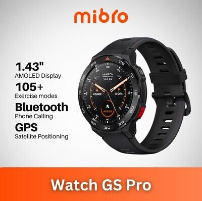 GS PRO/Mibro Smart Watch - 1.43" Amoled Display, Bluetooth Calling, 20 Day Battery Life, 5ATM Waterp