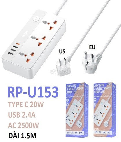 Remax Max Kiddy Adapter 20Watts, 3 Outlet, 1.5Mm, White Remax Max Kiddy Adapter 20Watts, 3 Outlet, 1.5Mm, White
