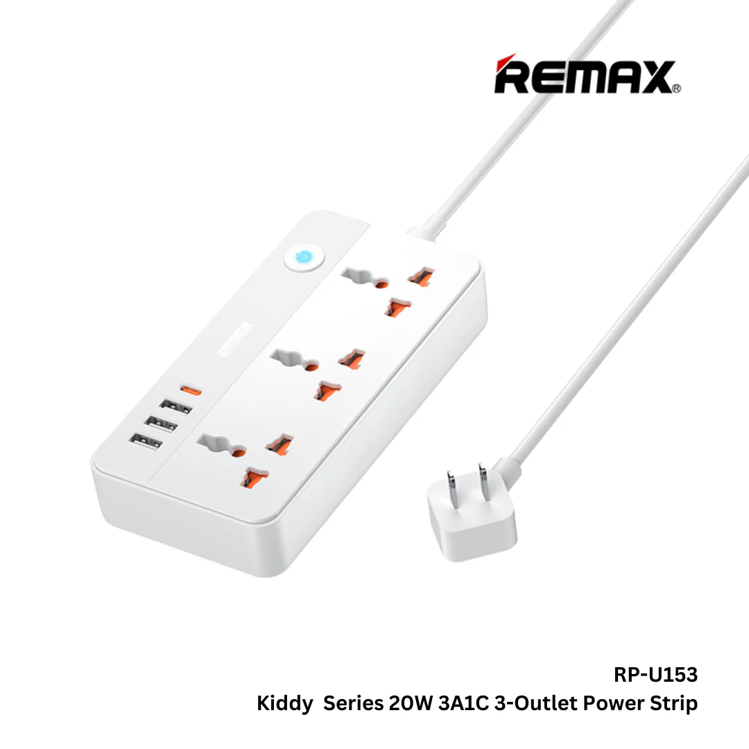 Remax Max Kiddy Adapter 20Watts, 3 Outlet, 1.5Mm, White