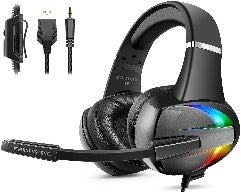 GM-7/ Beexcellent RGB LED Gaming Headset | Multi Device Compatibility | 3.5mm Jack HEADPHONE / Black / Wired