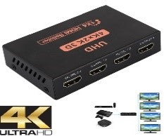 4Kx2K/ HDMI Splitter 1 in 4 Out, MT-ViKI 1x4 Power HDMI Splitter 4 Ports w/AC Adapter, 4Kx2K@30Hz 3D Cable / Black / N/A