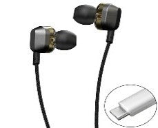 Y9/WK Type-C Interface In-Ear Double Moving Coil HIFI Stereo Wired Earphone Case / Black / N/A