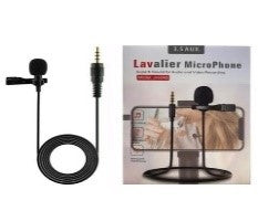 JH-043-A/GBT Lavalier Lapel Microphone JH-043 UNIVERSAL Clip-on Microphone Mini 3.5mm For Mobile And Microphone / Black / wired