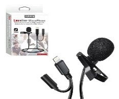 JH-041-A/GBT Lavalier Lapel Microphone JH-043 UNIVERSAL Clip-on Microphone Mini LIGHTNING For Mobile Microphone / Black / wired