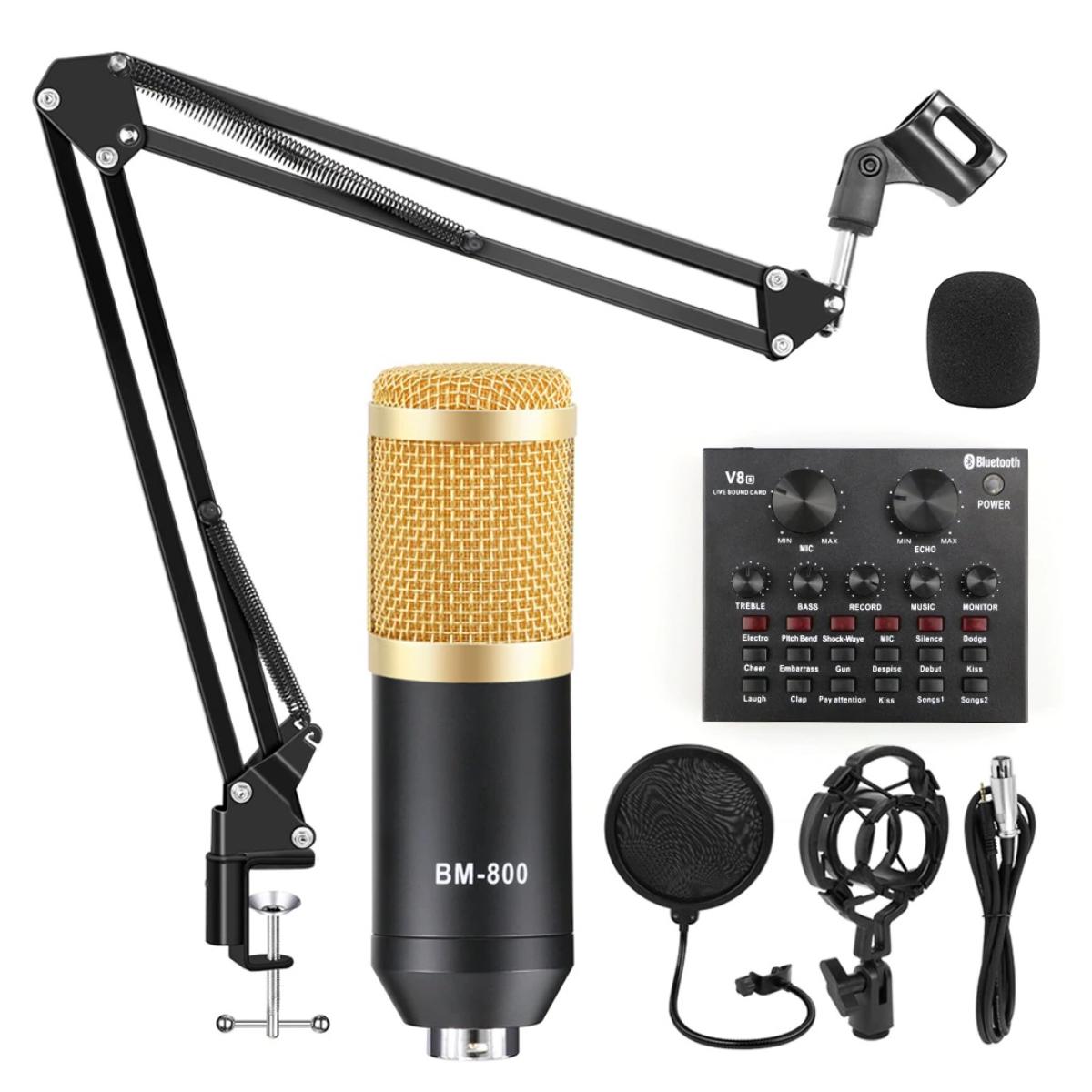 Gbt Condenser Microphone Adventurers Bm-800 Microphone with V8 Soundcard For Studio Recording
