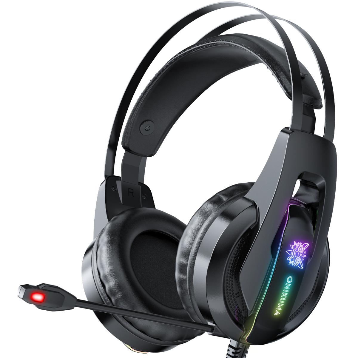 K16/ONIKUMA RGB Wire Headset 3.5mm Noise Cancelling Microphone Gaming Headphones for PS4 and compute HEADPHONE / Black / Wired