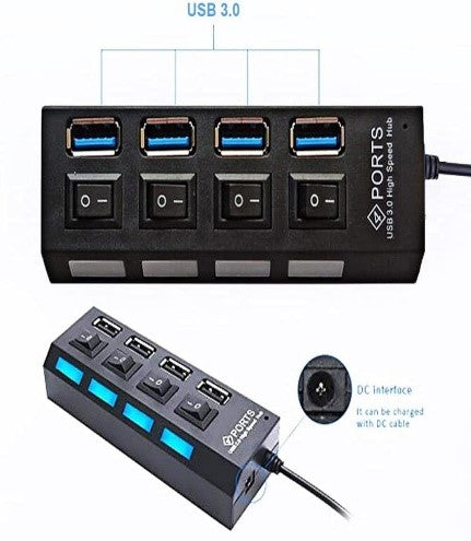 IETOP 4 Port USB HUB 3.1 Splitter High Speed with On/Off Switch Multi port 4 Port USB HUB 3.1