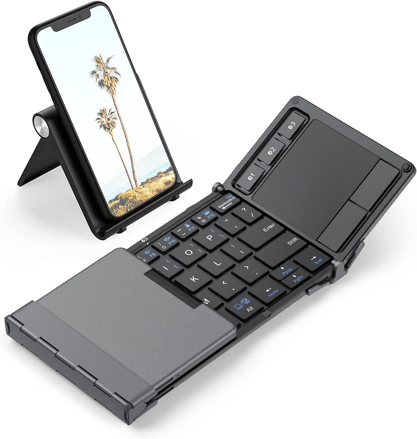 SUIRGE Foldable Keyboard, Bluetooth Keyboard with Sensitive Touchpad, Multi Devices, Pocket-