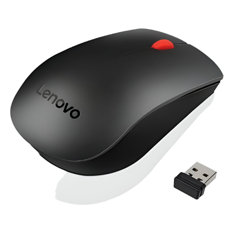 Lenovo Wireless Optical Mouse, 1000DPI Red Rubber Roller, Black