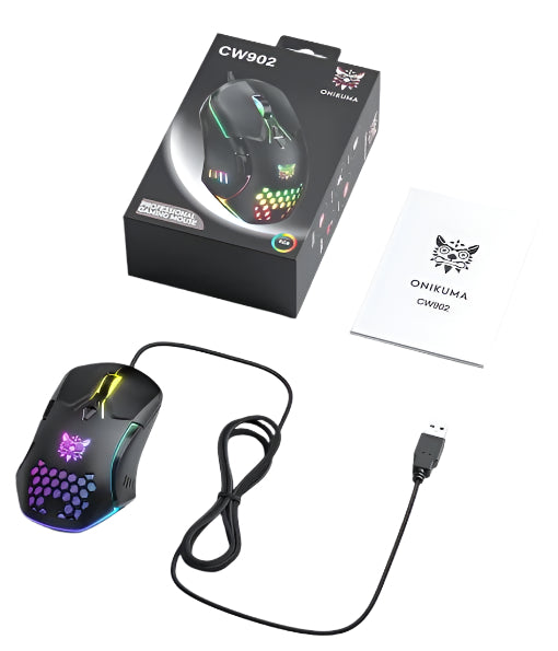 Onikuma Gaming Mouse 6400 DPI, LED Backlit USB Optical Ergonomic, Black Onikuma Gaming Mouse 6400 DPI, LED Backlit USB Optical Ergonomic, Black