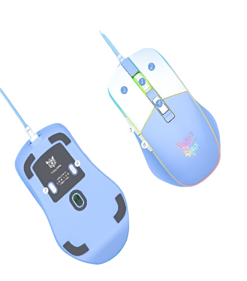 Onikuma Gaming Mouse Optical Sensor 7200 DPI, Braided Cable, RGB Lighting, Blue Onikuma Gaming Mouse Optical Sensor 7200 DPI, Braided Cable, RGB Lighting, Blue