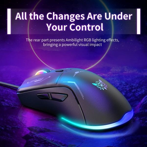 Onikuma RGB Wired Gaming Mouse DPI, USB Cable Length 1.5Mm, Black Onikuma RGB Wired Gaming Mouse DPI, USB Cable Length 1.5Mm, Black