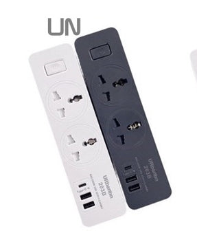 203B/URBANTIN Smart Home Electronic Power Strip Socket Fast Charging 2 USB +1 TYPE C + 2 Sockets SOCKETS / Black