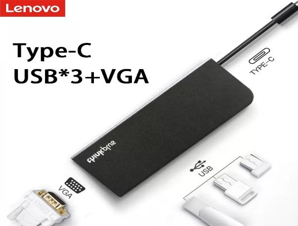 Lenovo USB Type-C Laptop Docking Station, 4 In 1 USB - A, Black