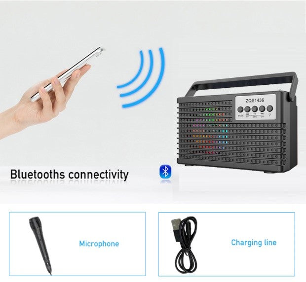 ZQS1436/Sing-e BLUTOOTH MINI SPEAKER SUPER BASS SPEAKR SPEAKER 4 INCH 8W BATTERY CAPACITY 2400MAH Speaker / Black / WIRELESS