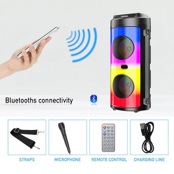 ZQS4248/Sing-e BLUTOOTH PORTABLE SPEAKER SUPER BASS SPEAKR   SPEAKER 2*4INCH 2*8W BATTERY  1800MAH Portable / Black / WIRELESS