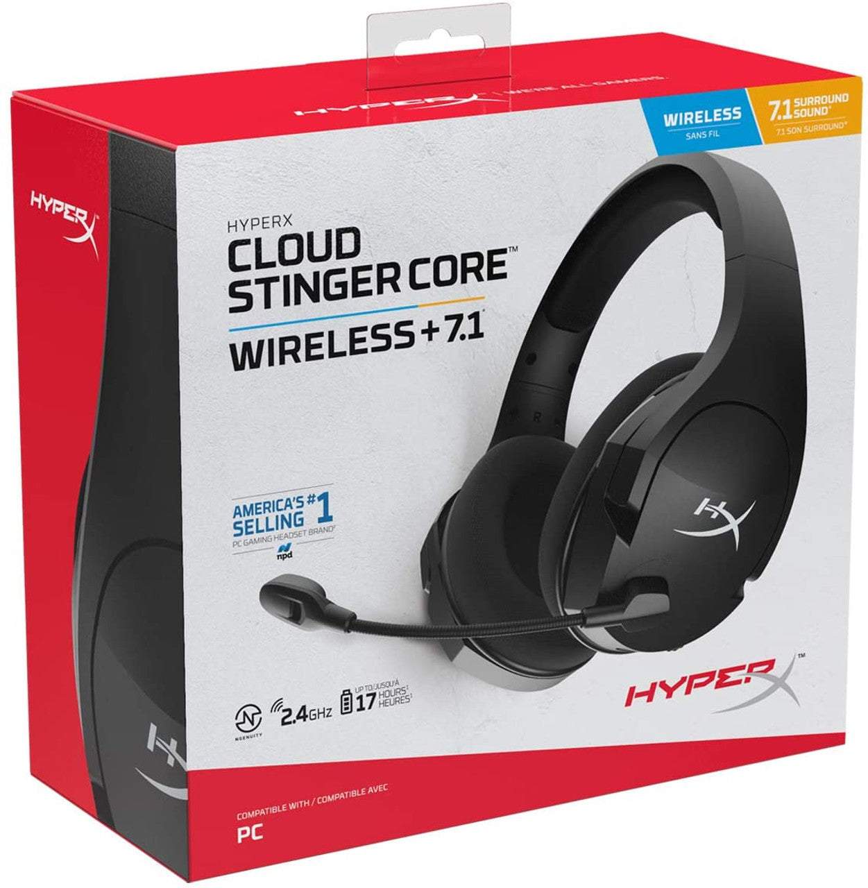 4P4F0AA / HYPERX Cloud Stinger Core Wireless Gaming Headset,Gaming-grade 2.4Ghz Wireless DTS X Spati HEADPHONE / Black / WIRELESS