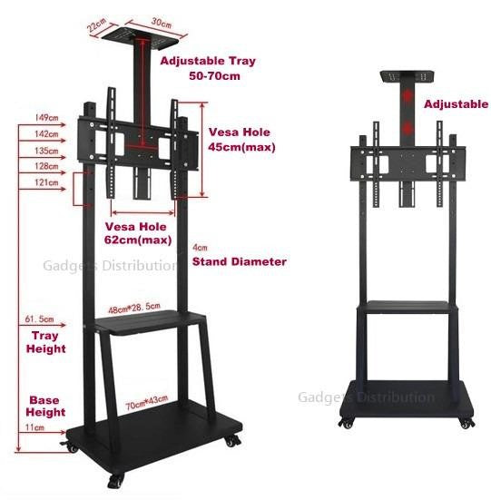 NP High Quality TV Wall Mount Stand LED, Flat Panel Bracket Mobile Cart, Fit Most " 32 To 70Inch"