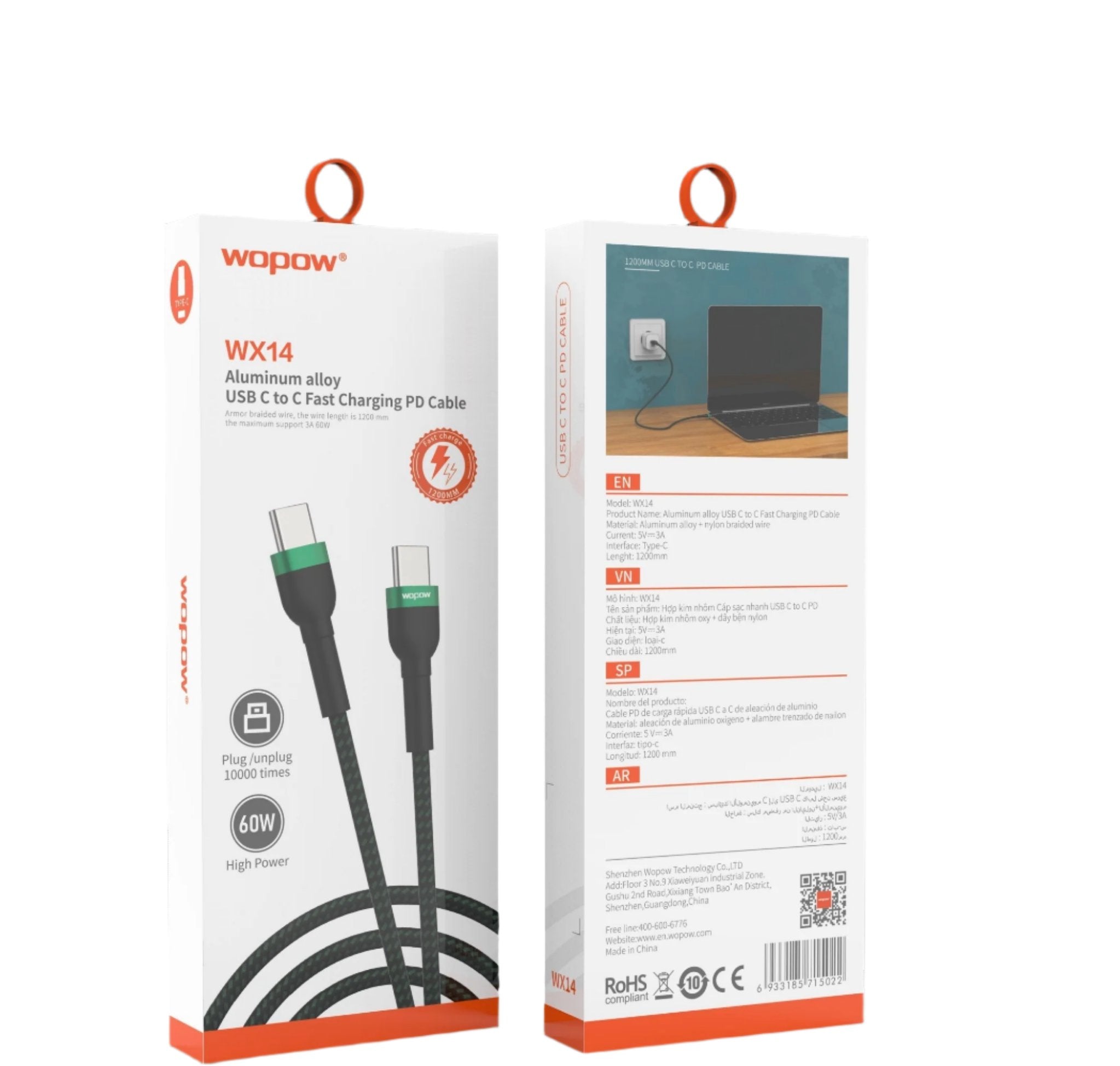 WOPOW CABLE USB C TO C  FAST CHARGING PD