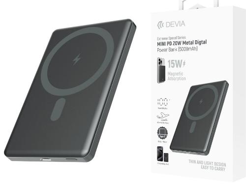 Devia Magnetic Wireless Power Bank, 10000Mah, Black