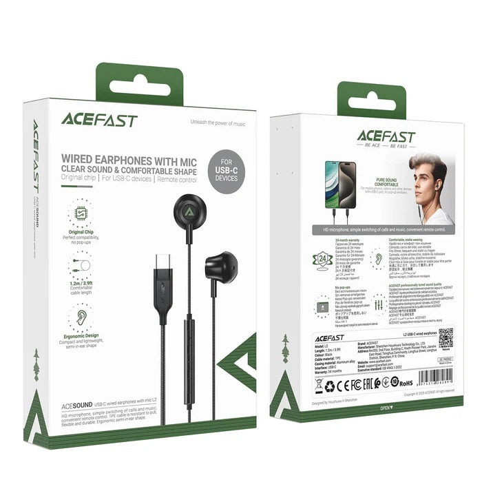 Ace Fast Type C Earphone, Black