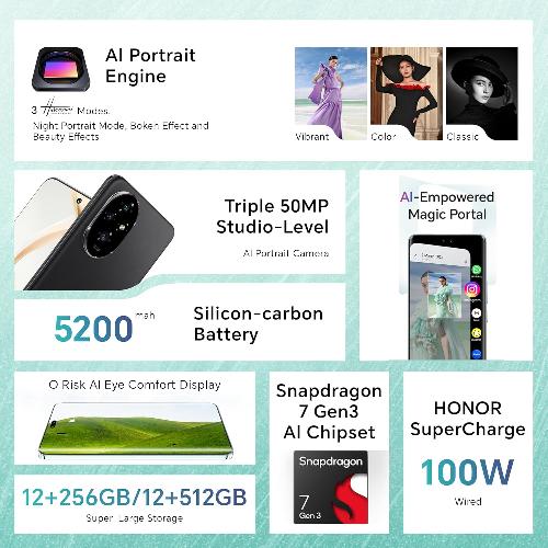 Honor 200 Dual Card Open Market Ver. GB Charger, 12GB & 512GB, Black