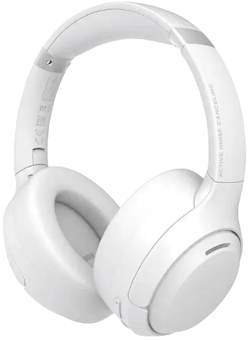 White over-ear headphones on a white background