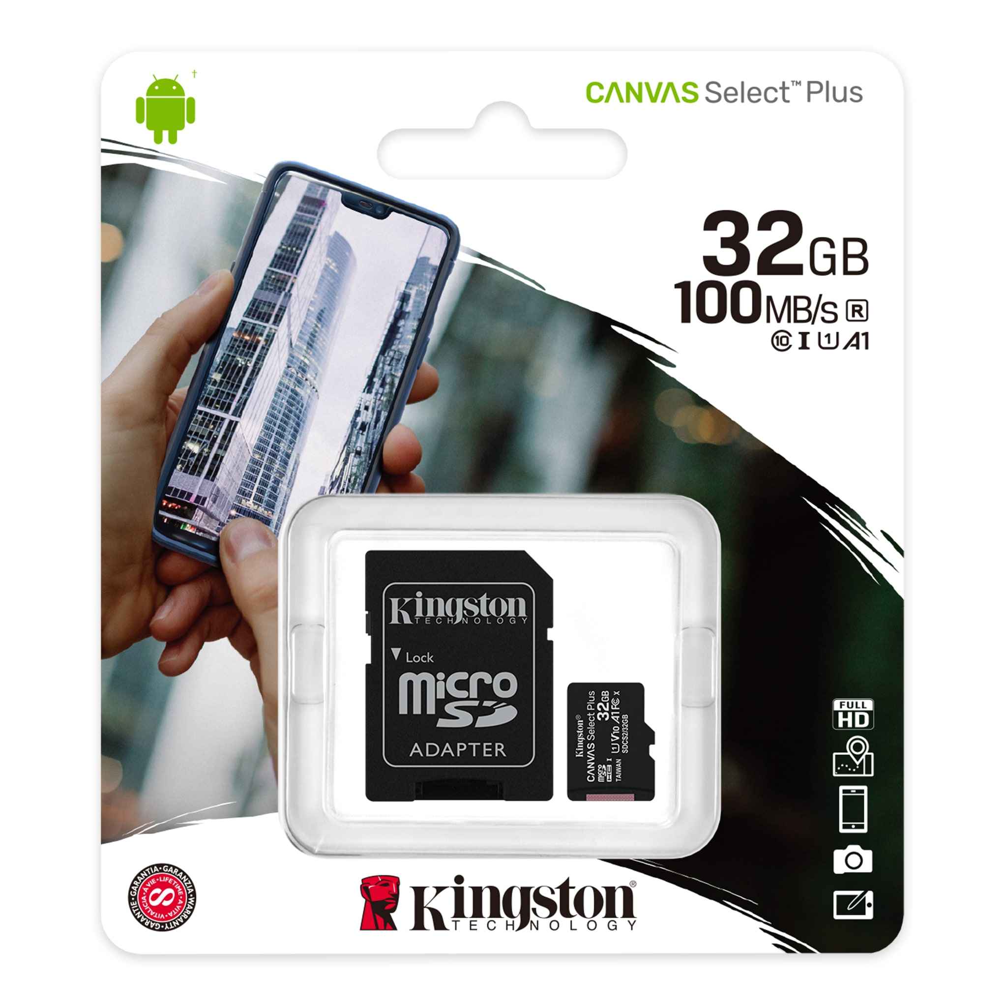 SDCS2/32GB/KINGSTONE 275 - microSD Card CL10 (Commodity)/32GB DataTraveler / Black / 32GB