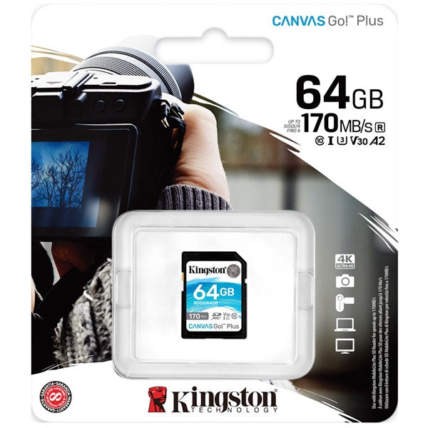 SDG3/64GB/KINGSTONE 64GB SDXC Canvas Go Plus 170R C10 UHS-I U3 V30 USB / 64GB