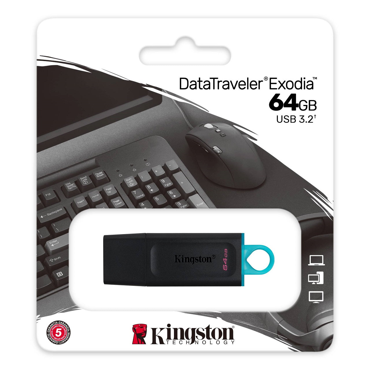 Kingston 64Gb Usb3.2 Gen 1 Datatraveler Exodia (Black + Teal)