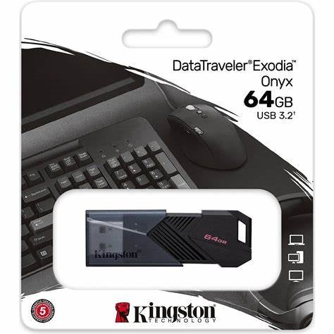 Kingston 64Gb Portable Usb 3.2 Gen 1 Datatraveler Exodia Onyx Black