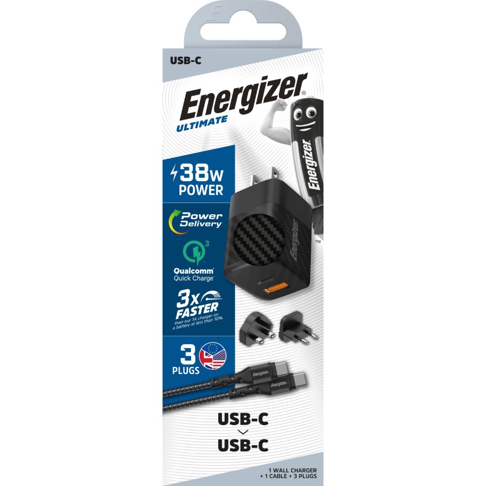 A38QMUC/ENERGIZER WALLCHARGER 38W/PD MULTI+USB Black CHARGER / Black / N/A