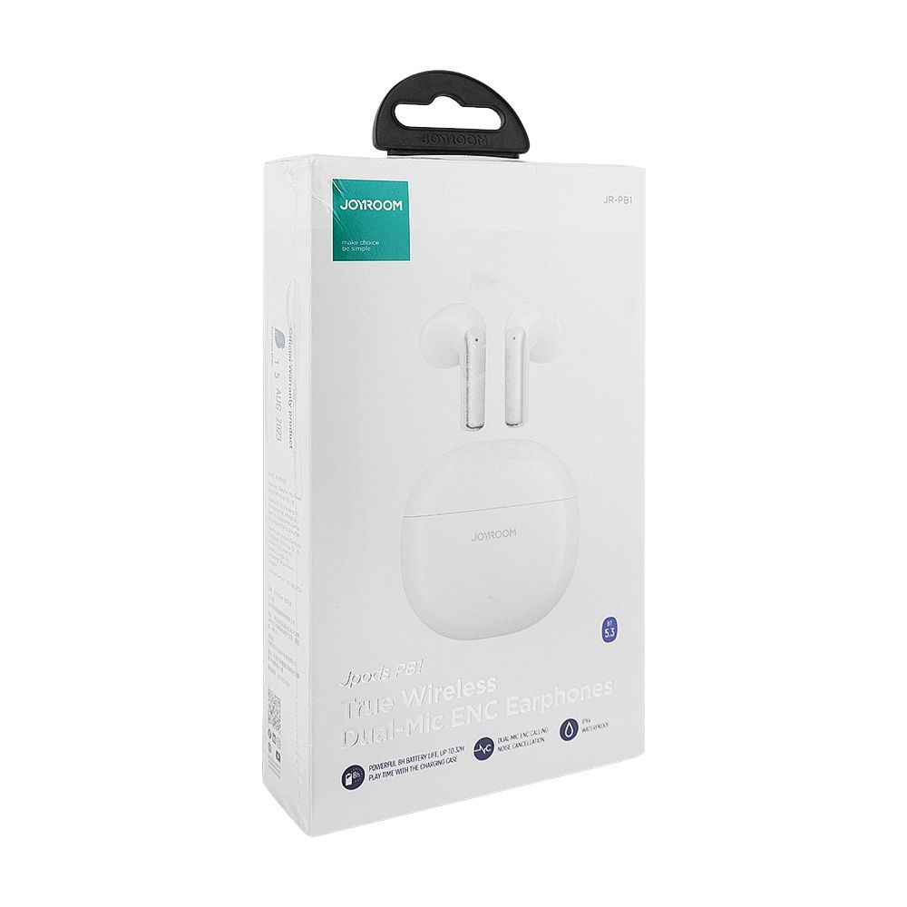 JR- PB1 WIT/JOYROOM TRUE WIRELESS DUAL-MIC ENC EARPHONES WHITE Earphone / White / WIRELESS