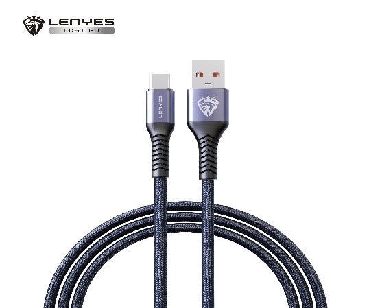 LC510-TC/LENYES  LC510-TC BRAIDED DATA CABLE 1M USB A TO TC BLACK