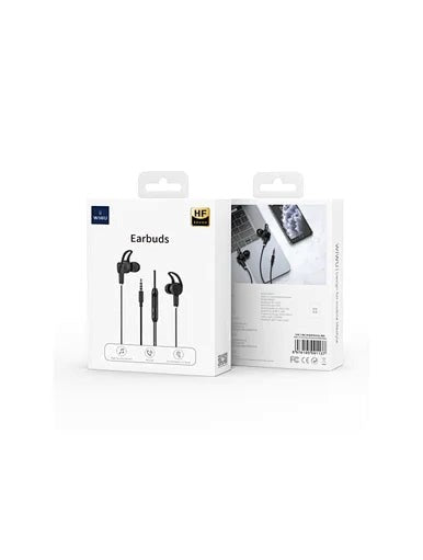 EB309/WIWU EARBUDS JACK WIRED 3.5 CONNECTOR - BLACK BLACK