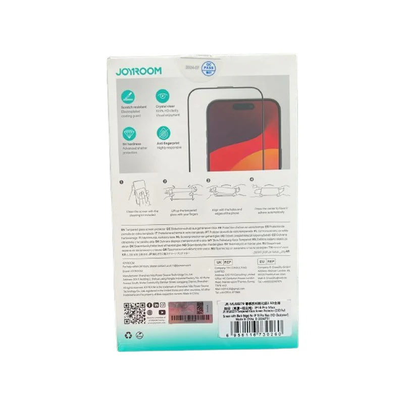 Joyroom Zero Sensing Series Tempered Film 2.5D Full screen, HD & Anti-dust, iP16 P