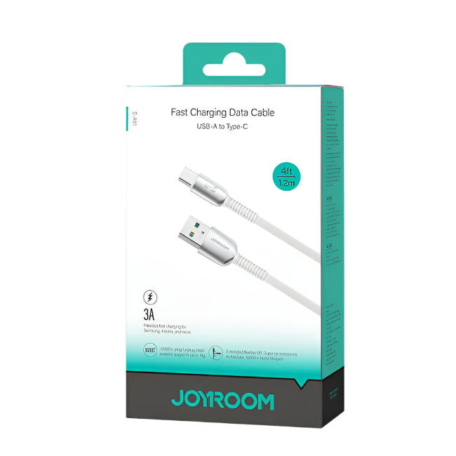 Joyroom Fast Charging Data Cable, USB A to Type C, 1.2Mm, White Joyroom Fast Charging Data Cable, USB A to Type C, 1.2Mm, White