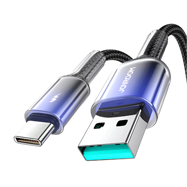 Joyroom Fast Charging Data Cable, USB A to Type C, 1.2Mm, Crystal-Clear Joyroom Fast Charging Data Cable, USB A to Type C, 1.2Mm, Crystal-Clear