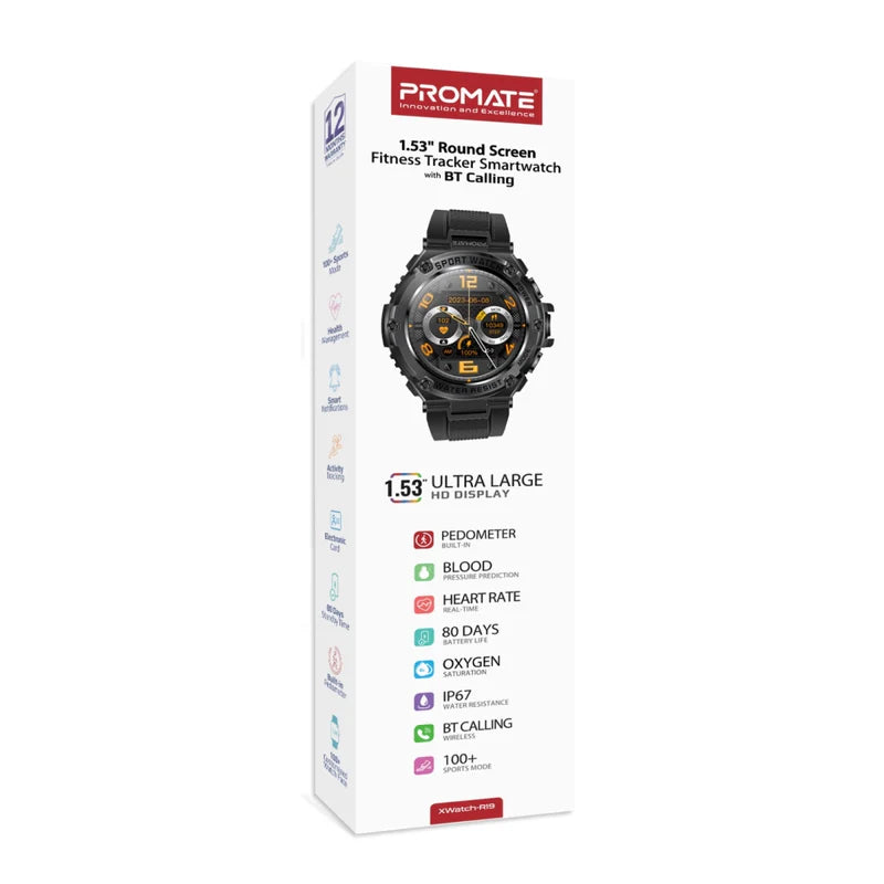 Promate Round Smart Watch, Grey Promate Round Smart Watch, Grey