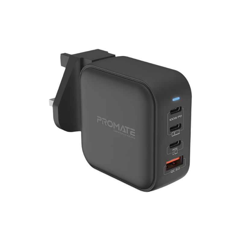 Promate Wall Charger, 100Watts, Black Promate Wall Charger, 100Watts, Black