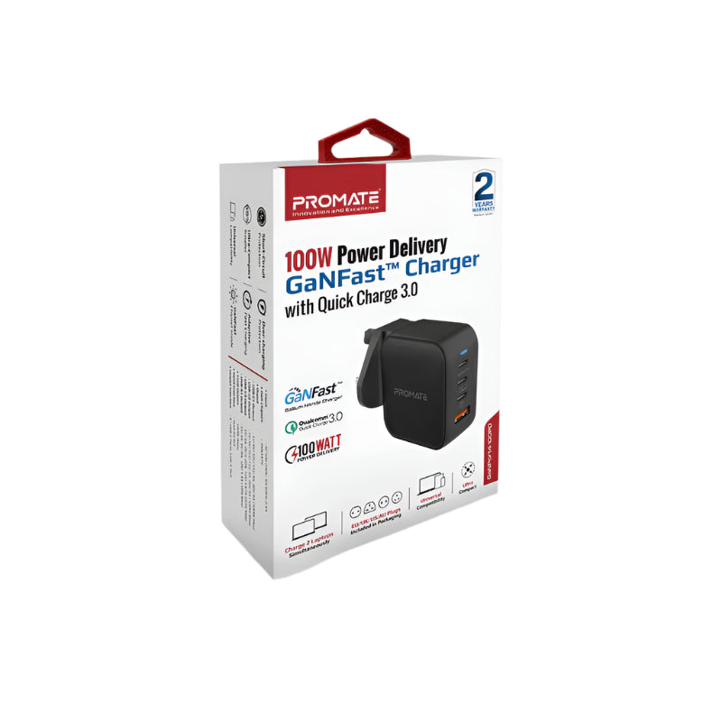 Promate Wall Charger, 100Watts, Black Promate Wall Charger, 100Watts, Black