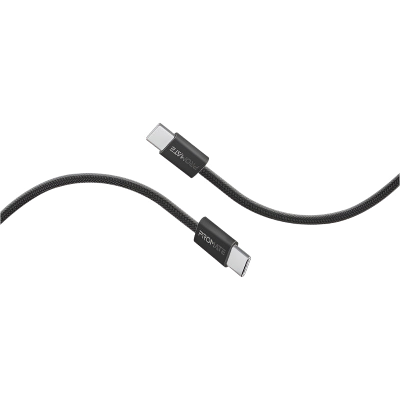 Promate Ultra Fast Charger Cable, Type-C to Type-C, 2Mm, 60Watts, Black Promate Ultra Fast Charger Cable, Type-C to Type-C, 2Mm, 60Watts, Black
